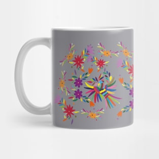 Mexican handmade embroidery multicolor otomí tenango bird and flowers Mug